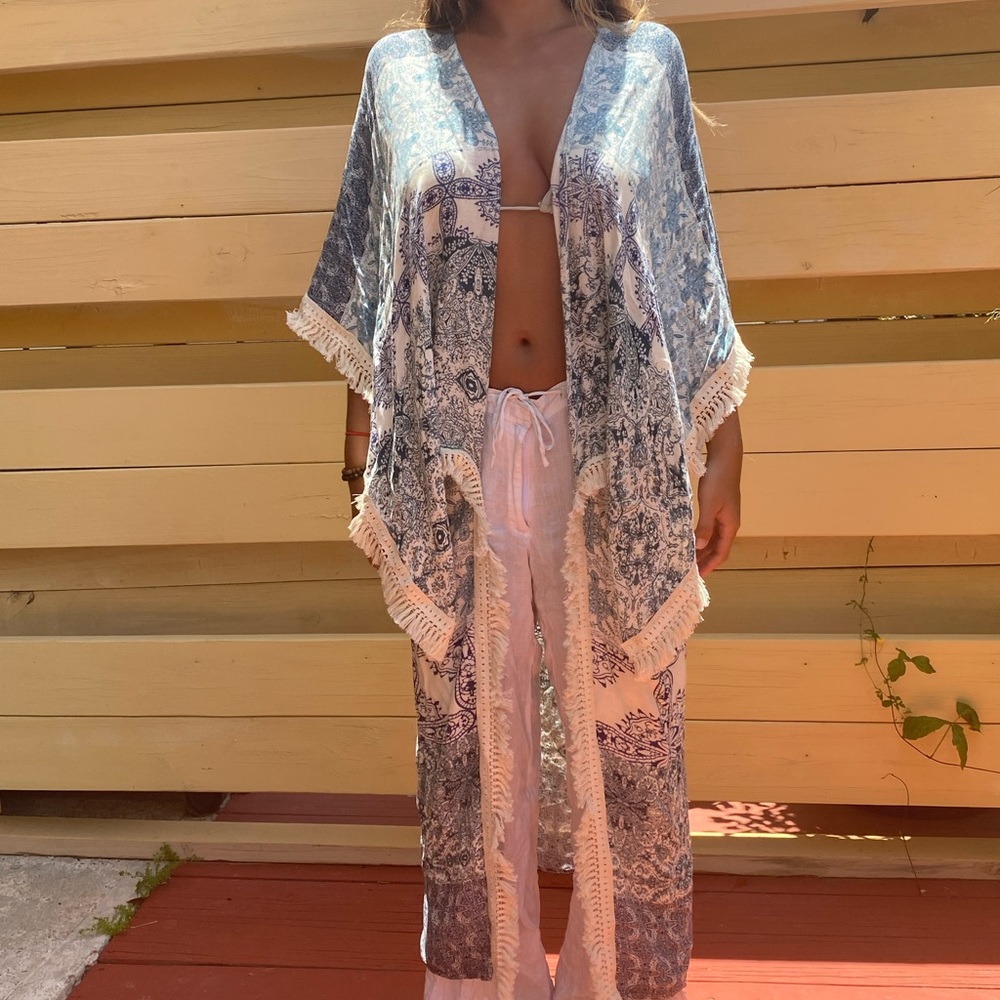 Island Fringe Wrap Top